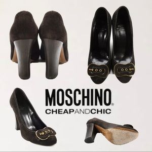 MOSCHINO VINTAGE BROWN SUEDE HEELS SZ 7.5